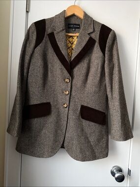 Randy Kemper tweed Velvet Trim brown women Riding blazers Size:8
